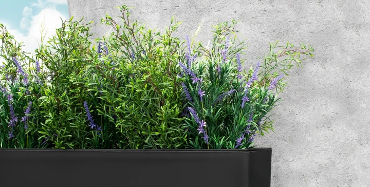 artificial plants in a planter