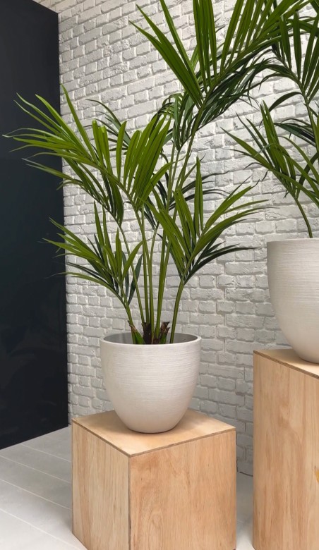 indoor artificial palm tree in white pot