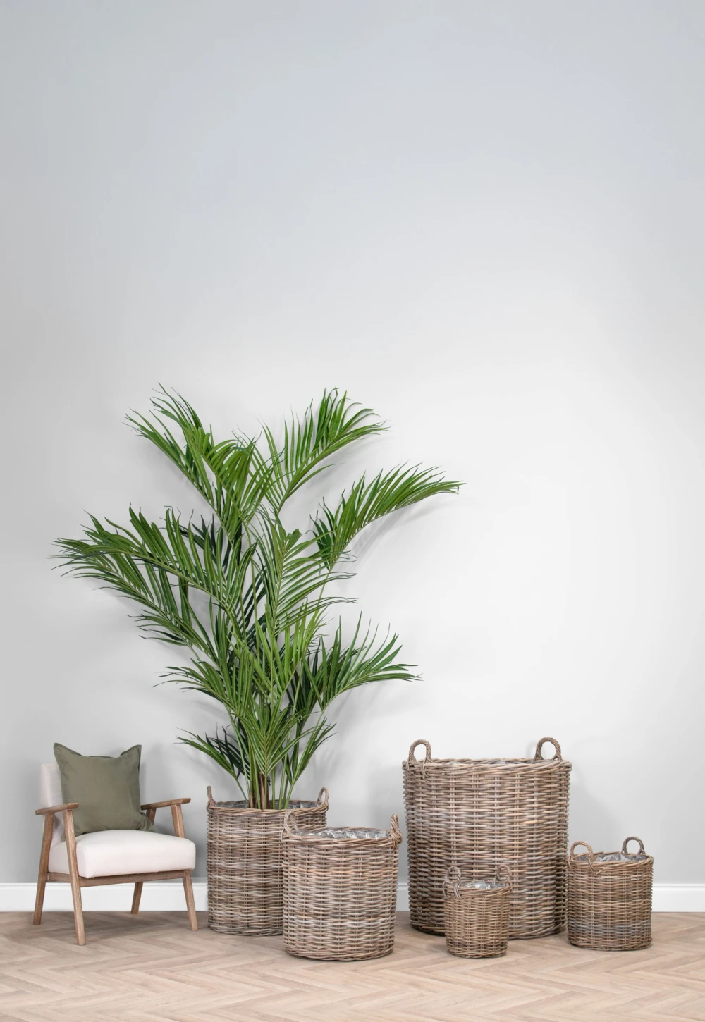 Artificial palm tree situated in our Oxford basket