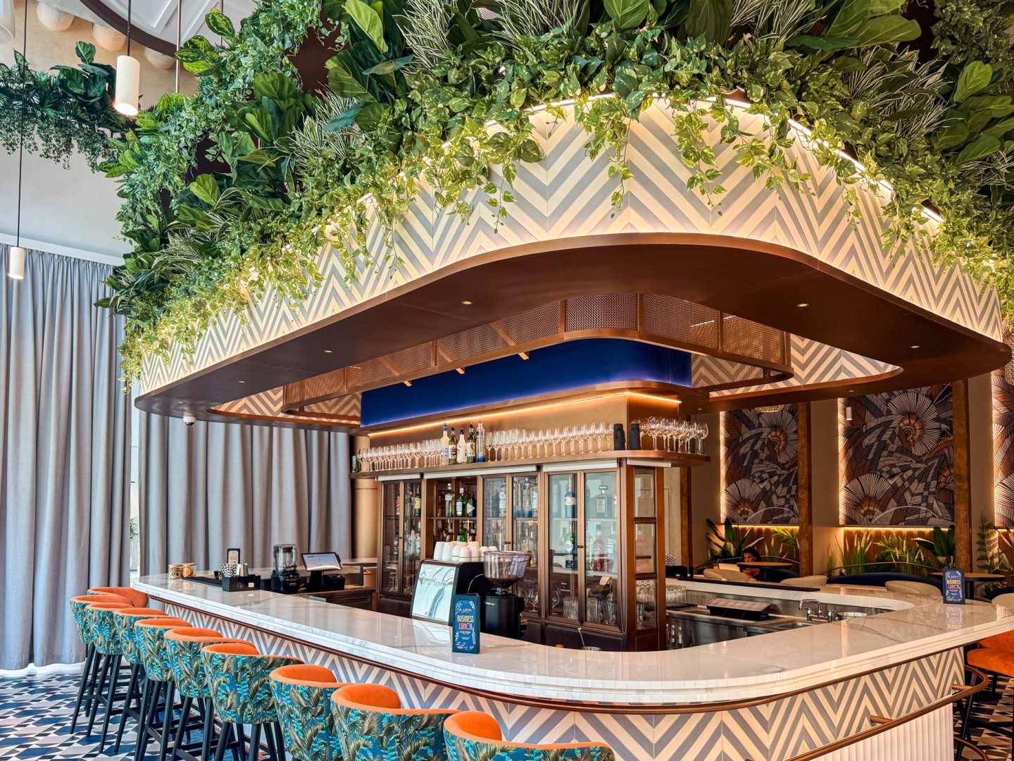 Vibrant artificial planting installed in the Sky Bay Hotel, Dubai