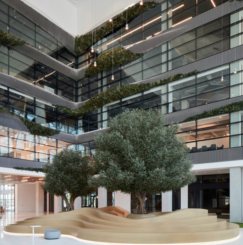 large artificial olive tree indoors